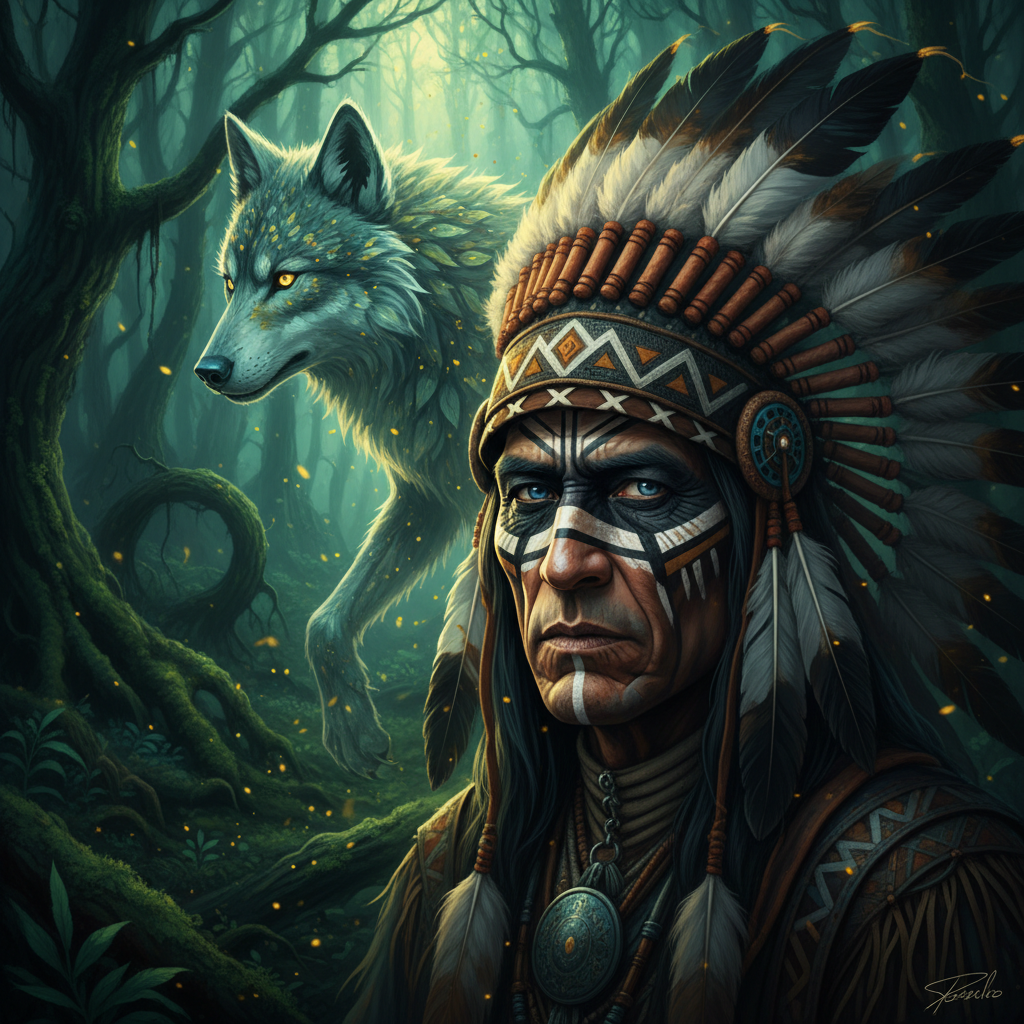 Shaman amérindien - yeux perçants